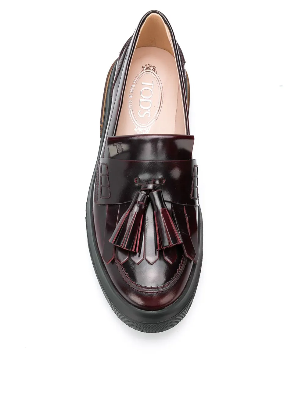 Tod's tasseled flatform loafers Rood