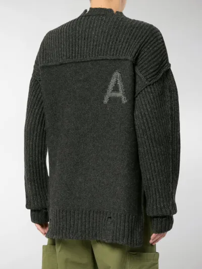 AMBUSH distressed ribbed jumper grey 
