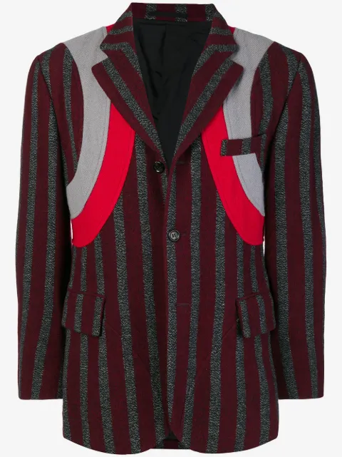 Comme Des Garçons Pre-Owned striped appliqué blazer