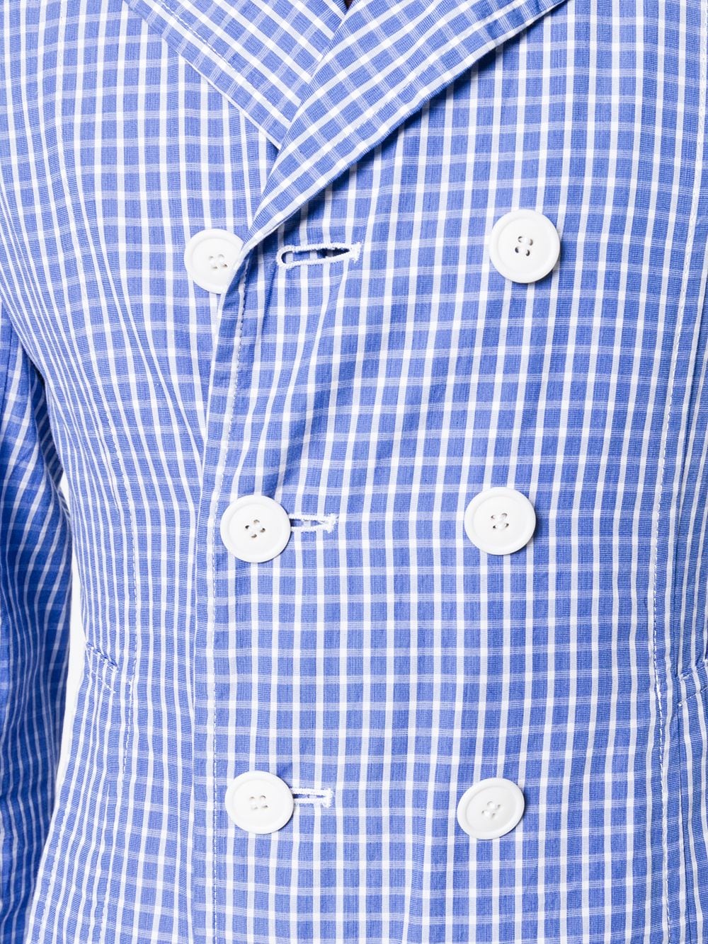 Pre-owned Comme Des Garçons Checked Double-breasted Jacket In Blue