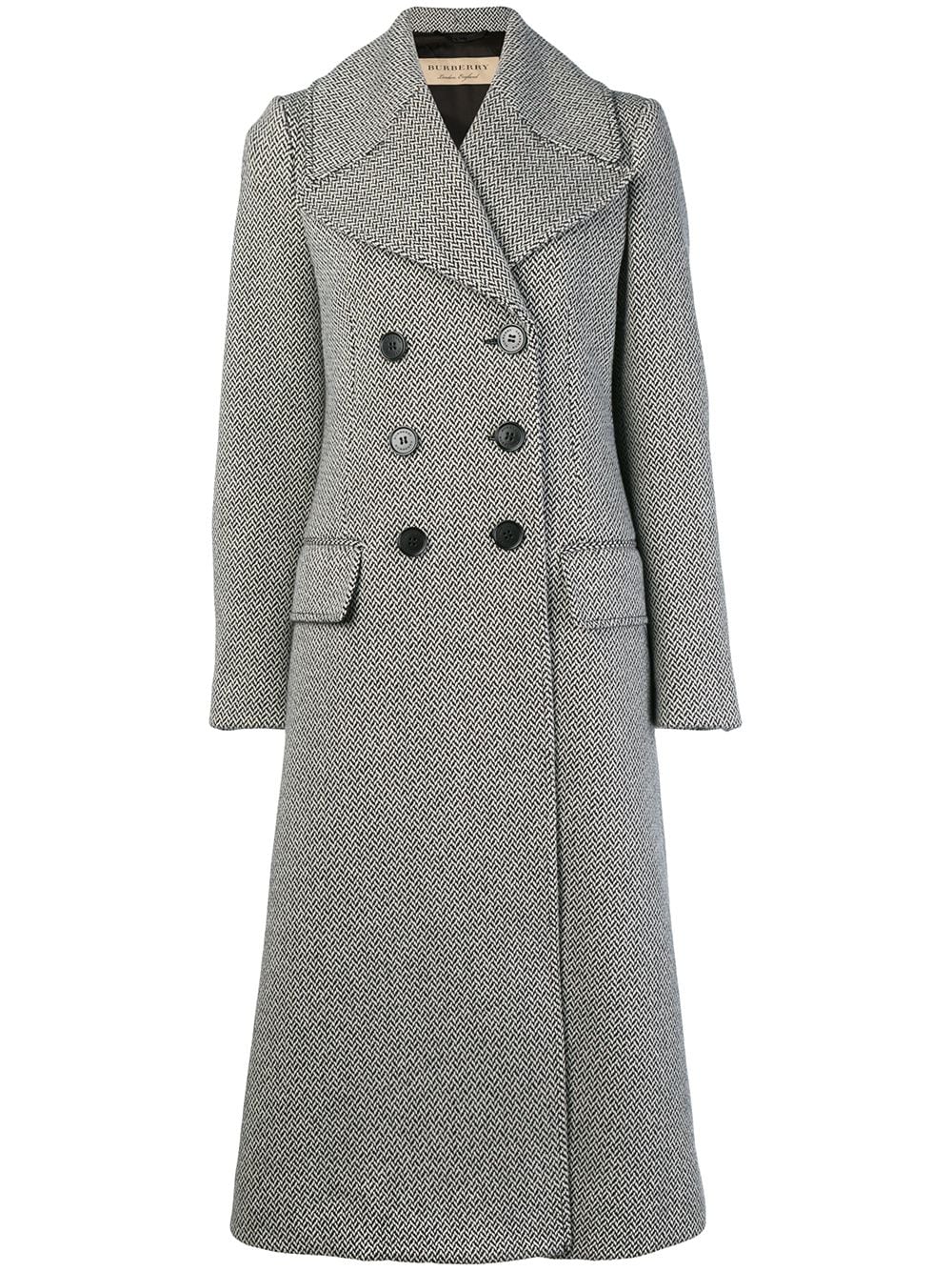 Herringbone Wool Blend Tailored Coat 
