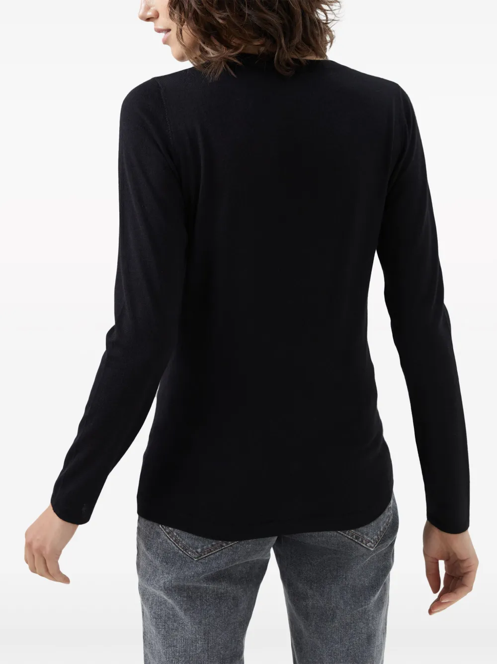 Brunello Cucinelli Long-sleeve Fitted Sweater In Black