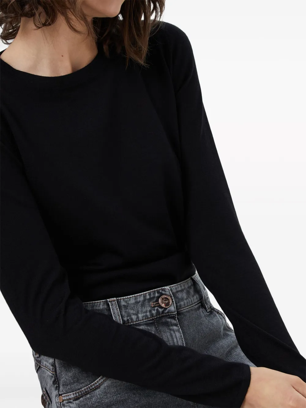 Brunello Cucinelli Long-sleeve Fitted Sweater In Black