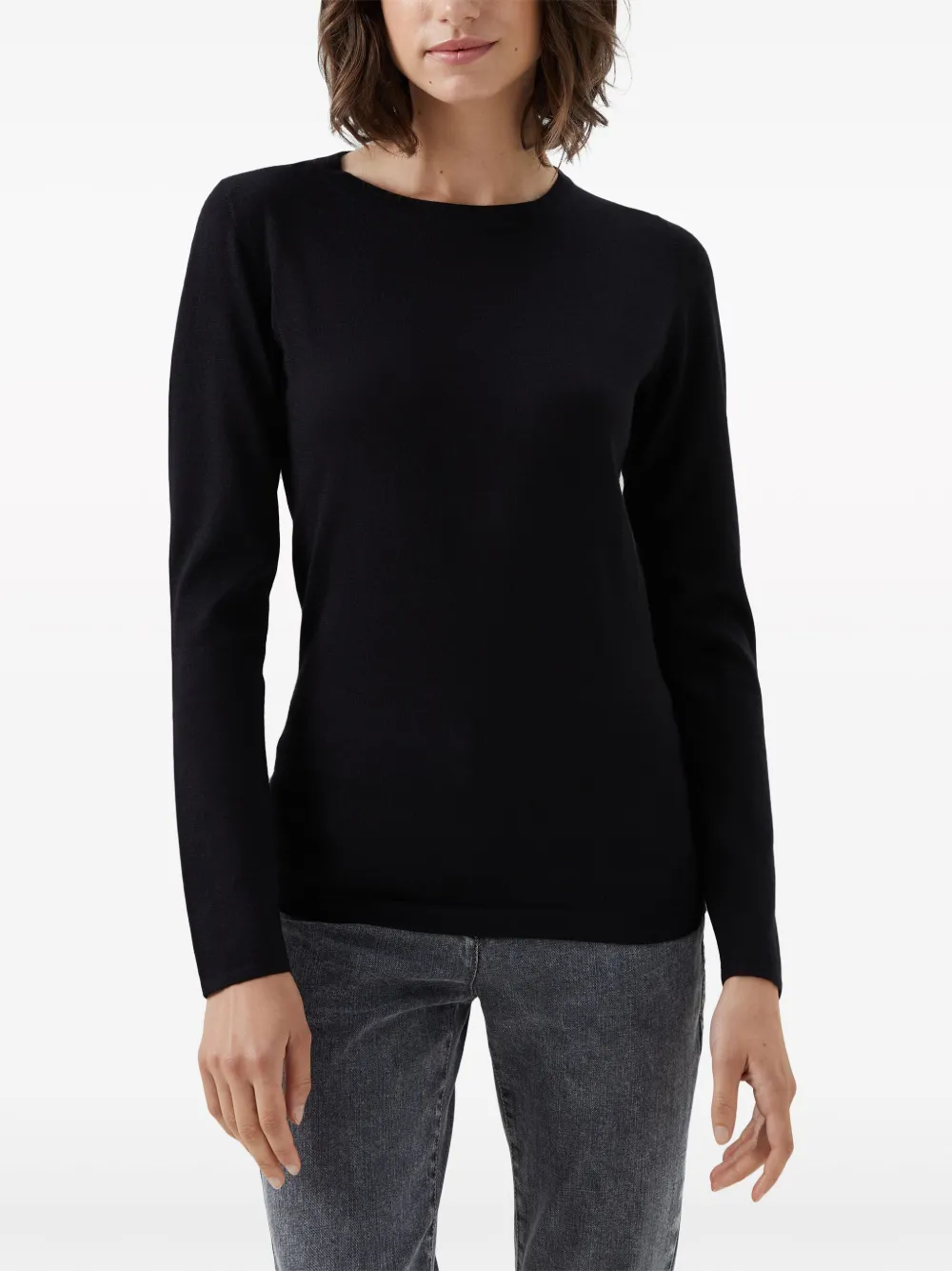 Brunello Cucinelli Long-sleeve Fitted Sweater In Black