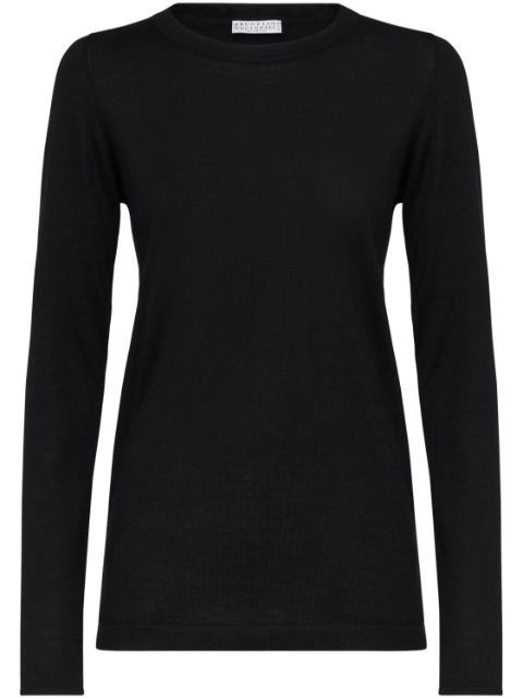 Brunello Cucinelli cashmere-blend long-sleeve jumper Women