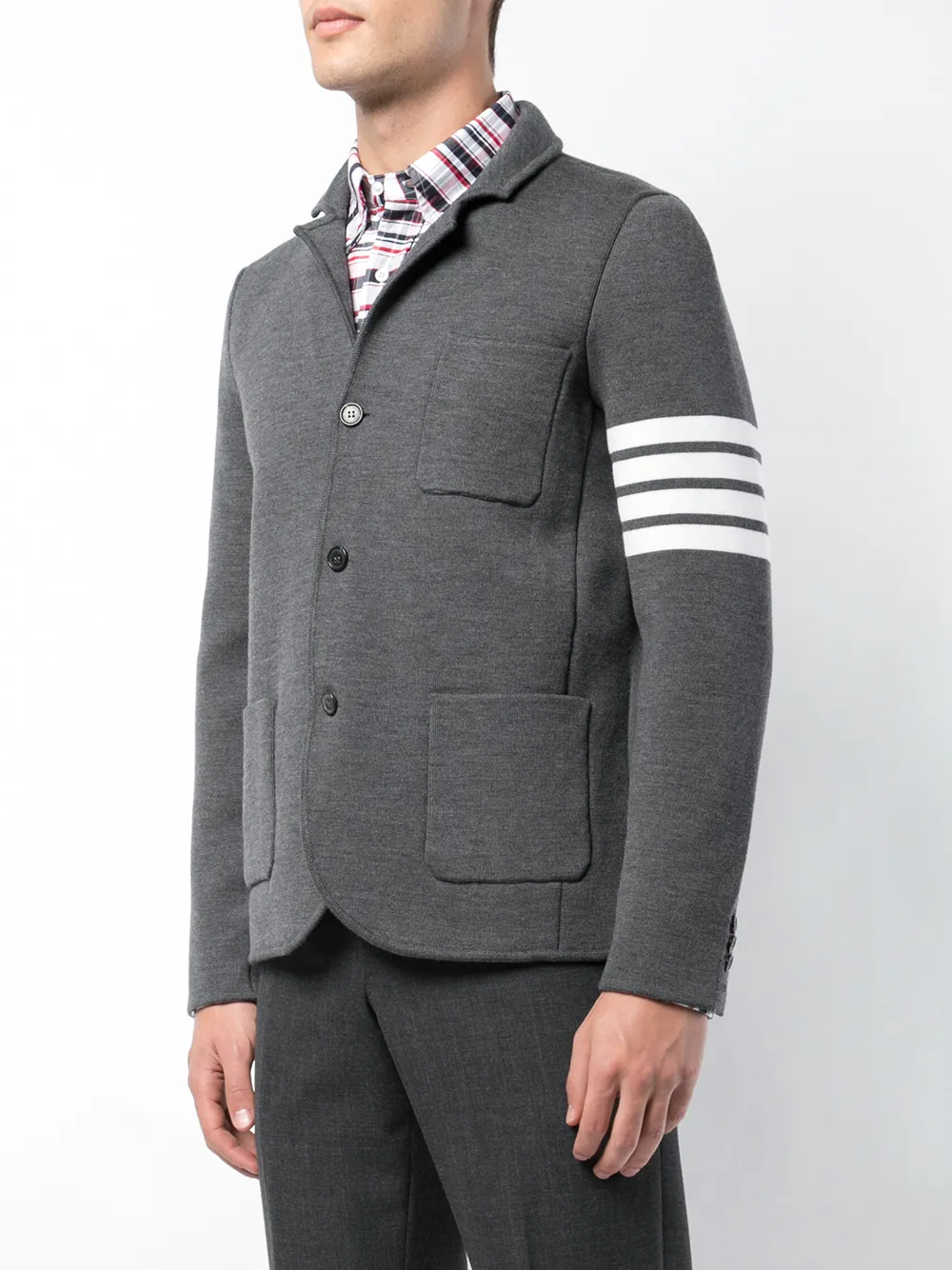 Thom Browne rib knit blazer Grijs