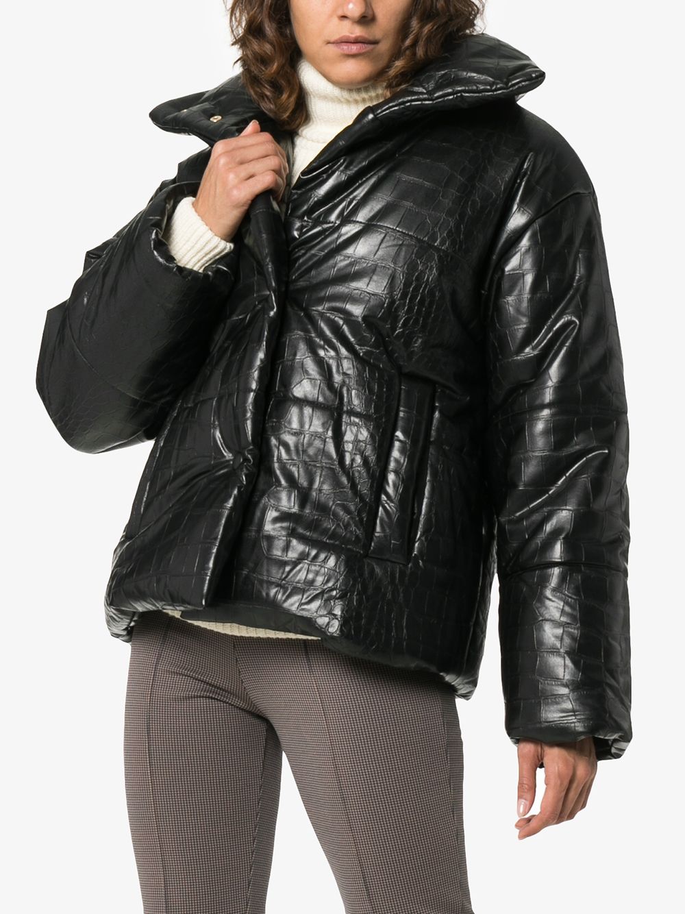 nanushka vegan leather puffer jacket