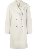 Yves Salomon oversized shearling coat - White