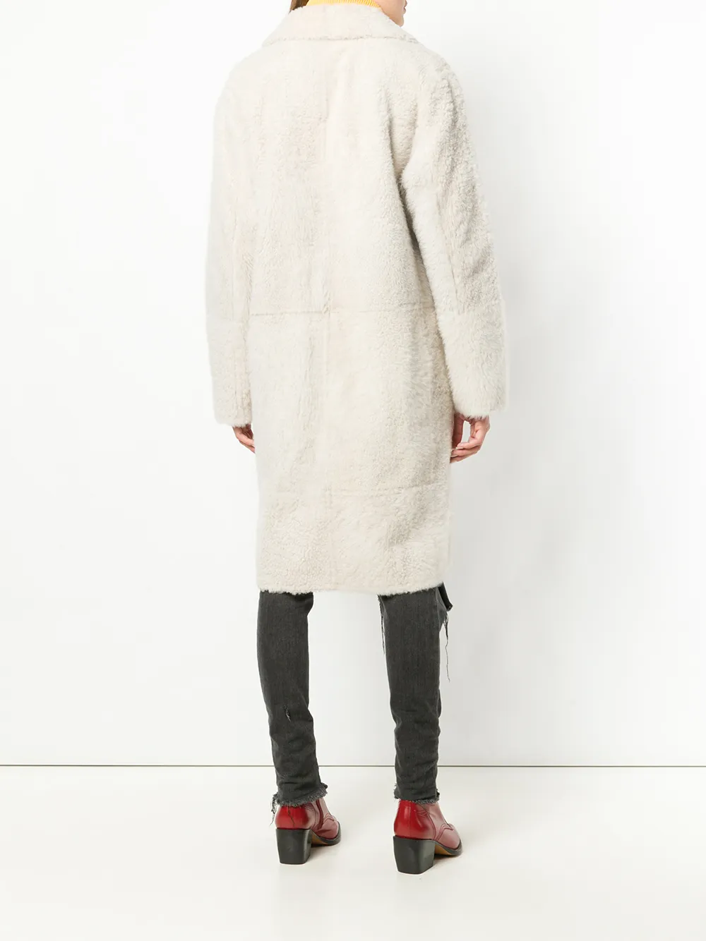 Yves Salomon oversized shearling coat Wit