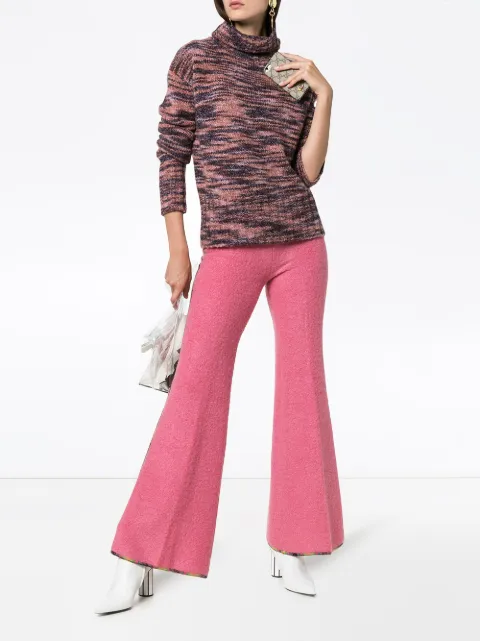 Missoni Low-Rise Flared Stretch-Knit Pants In Pink
