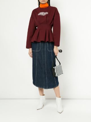 contrast stitch denim skirt展示图