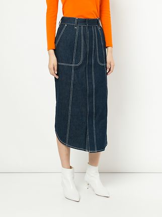 contrast stitch denim skirt展示图