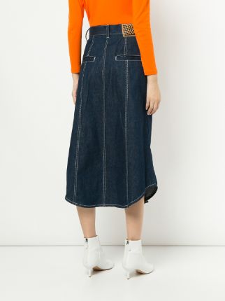 contrast stitch denim skirt展示图