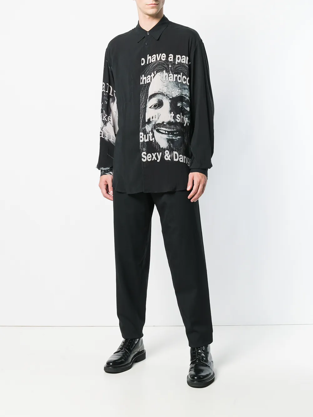 Yohji Yamamoto Overhemd met grafische print - Zwart