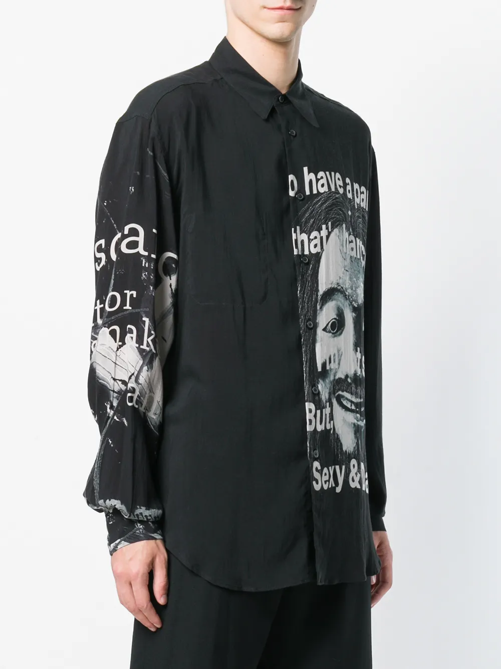 Yohji Yamamoto Overhemd met grafische print Zwart