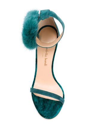 Cleo mink fur heeled sandals展示图