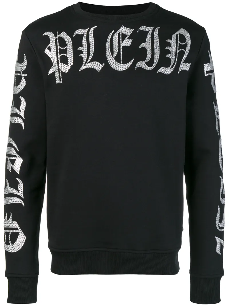 Philipp Plein – embellished logo sweatshirt – men – Cotton – L – Black