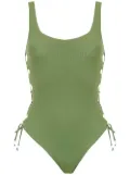 Amir Slama lace up detail swimsuit - Green