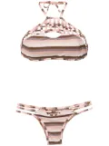 Amir Slama striped bikini top - Brown