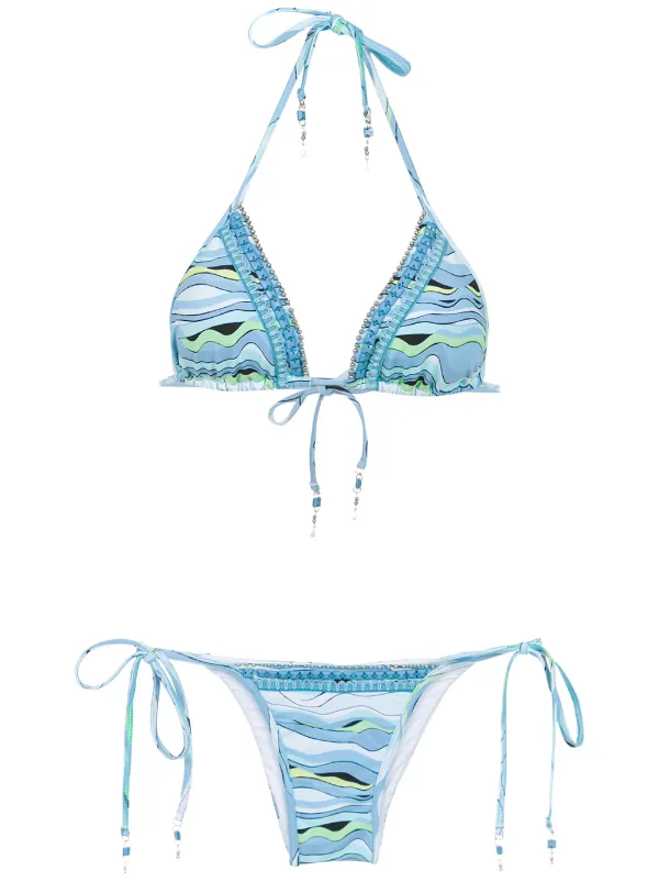 Shop Amir Slama embroidered bikini with Express Delivery - FARFETCH