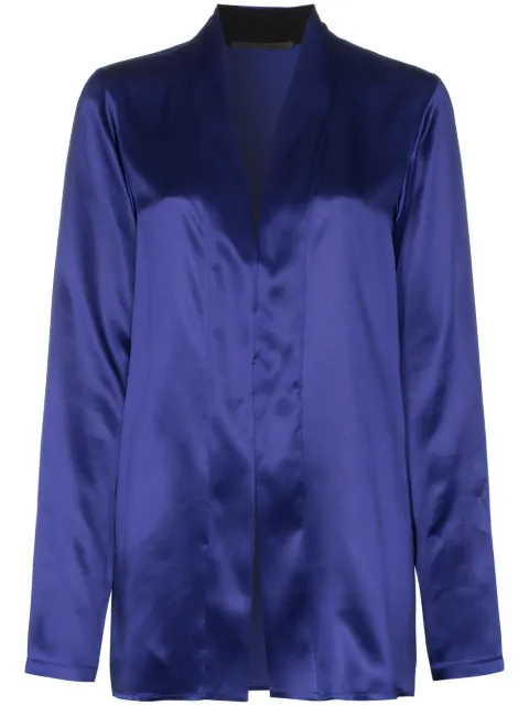 Click to view more detailed imagery on our partner's website Haider Ackermann Dali Shawl-collar Silk Blouse In Blue