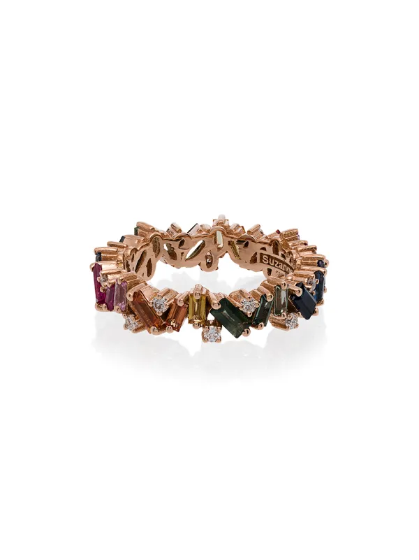Suzanne Kalan Frenzy Rainbow Sapphire Eternity Band in Gold