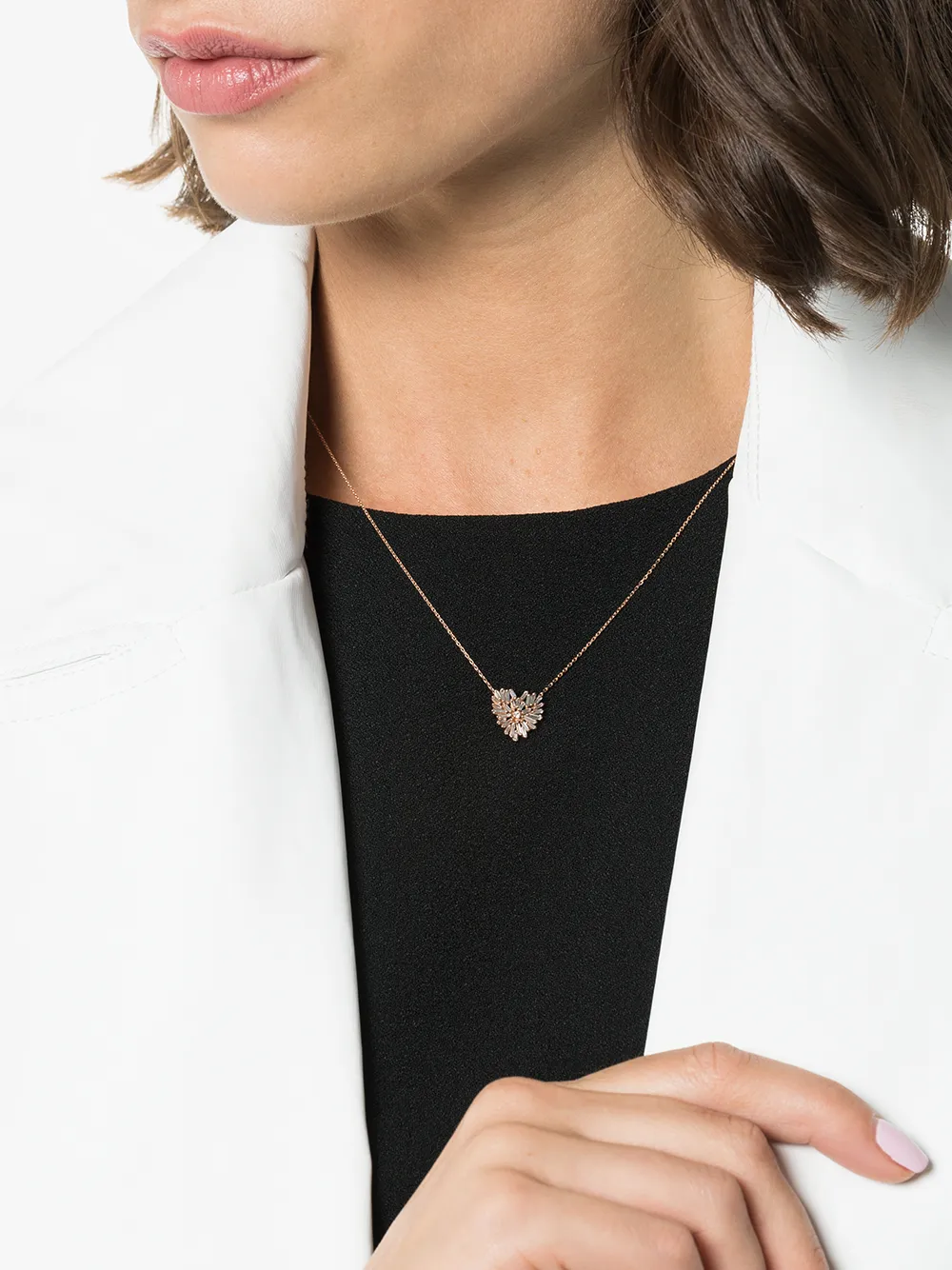 Suzanne Kalan 18kt roségouden hart diamanten ketting