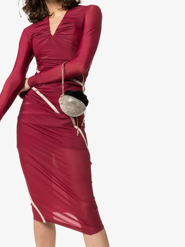 Y/Project Fitted Draped Maxi Dress | Red | FARFETCH KW