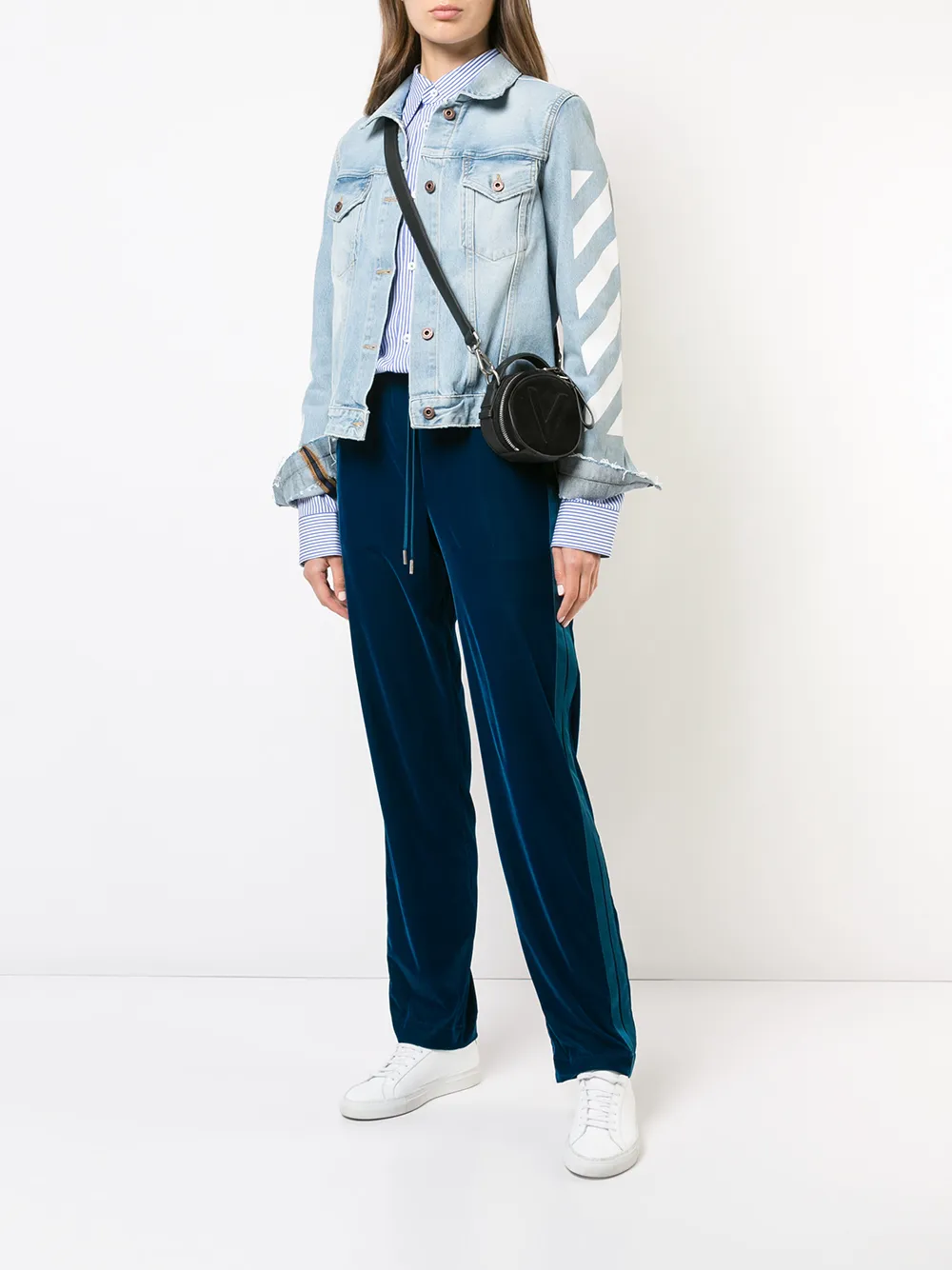 Off-White drawstring high-waist trousers - Blauw