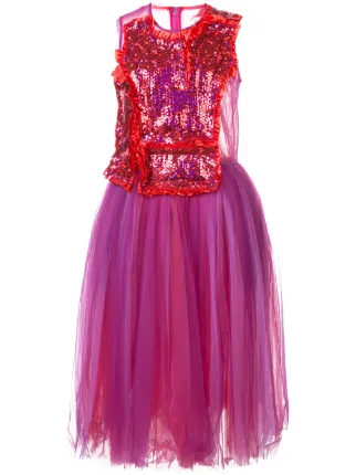 Comme Des Garçons Sequinned Tulle Midi Dress Farfetch Comme Des Garçons Sequinned Tulle Midi Dress