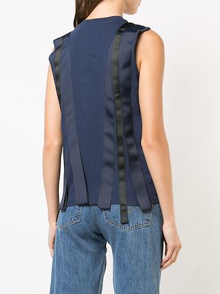 sleeveless vertical flyaway stripe tank展示图