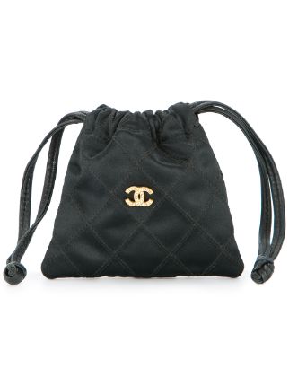 chanel quilted drawstring bag