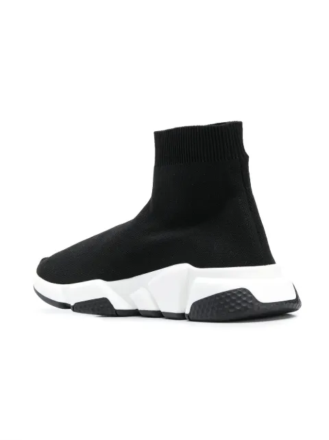 Balenciaga Speed Logo-Print Stretch-Knit High-Top Sneakers In Black