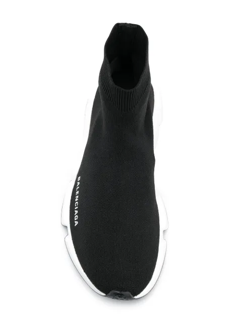 Balenciaga Speed Logo-Print Stretch-Knit High-Top Sneakers In Black