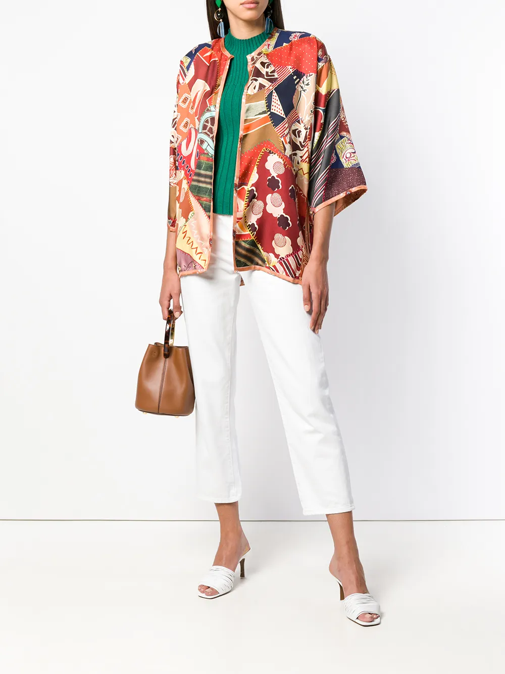 ETRO printed poncho Rood