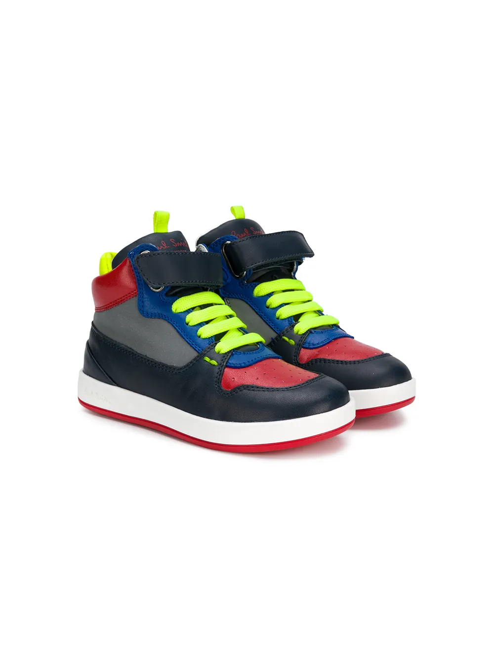 Click to view more detailed imagery on our partner's website Paul Smith Junior Kids' Colour Block Hi-top Sneakers In Blue