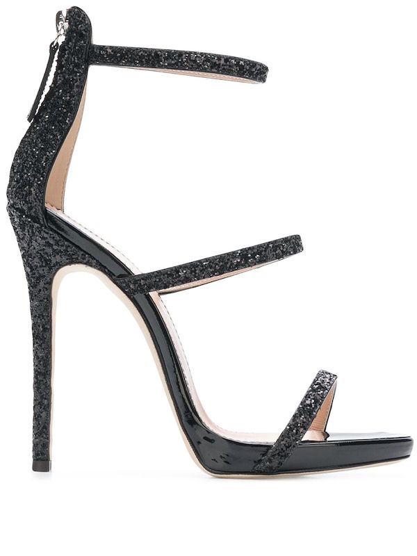 Sandalia salto agulha preta Clearance