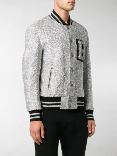 Balmain glitter bomber jacket metallic 