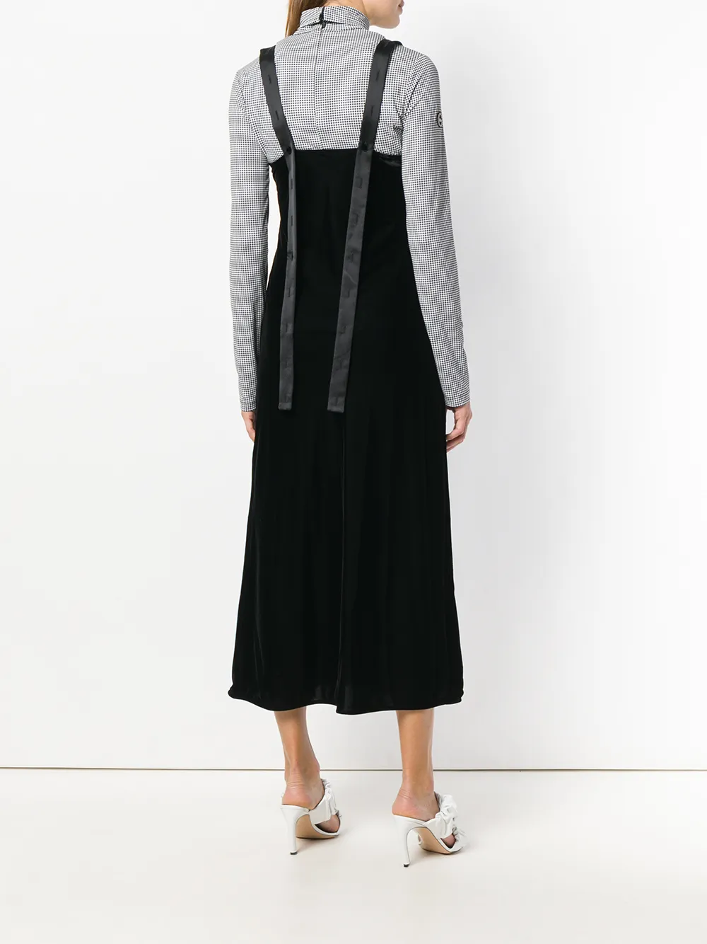 Off-White lange gestreepte jurk Zwart