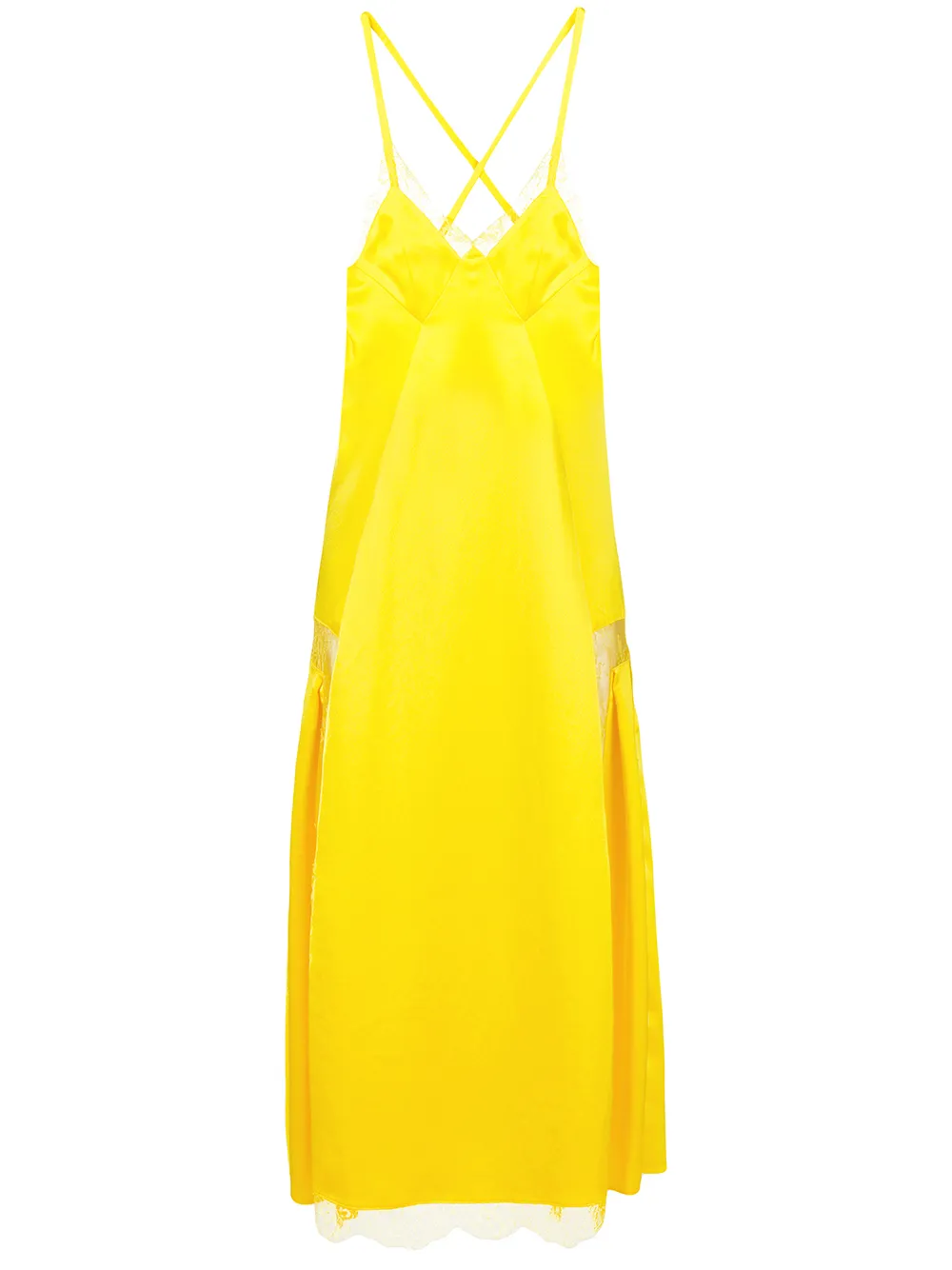 Off-White Vestito midi con pizzo - Giallo