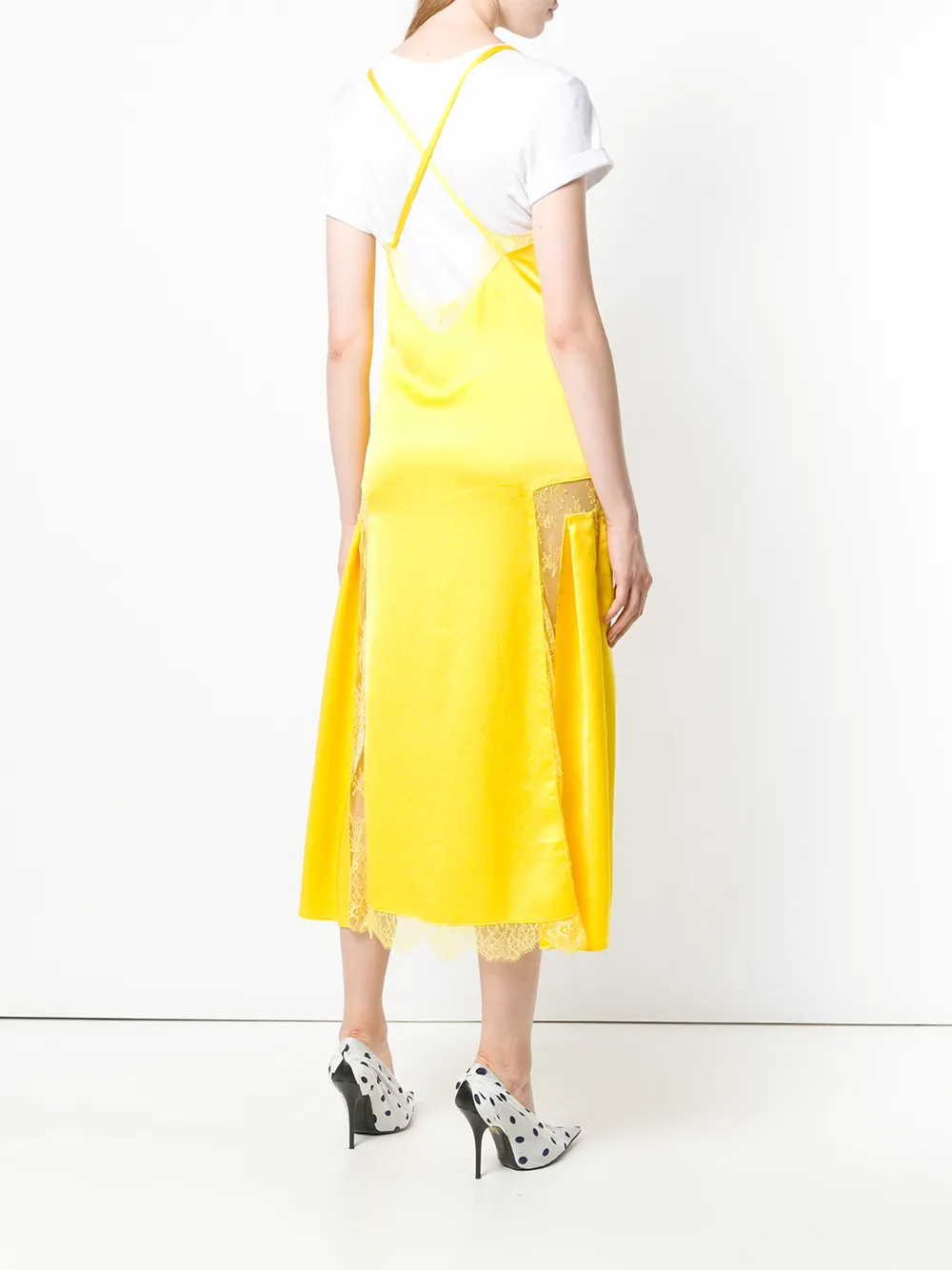 Off-White lace trim midi dress Geel