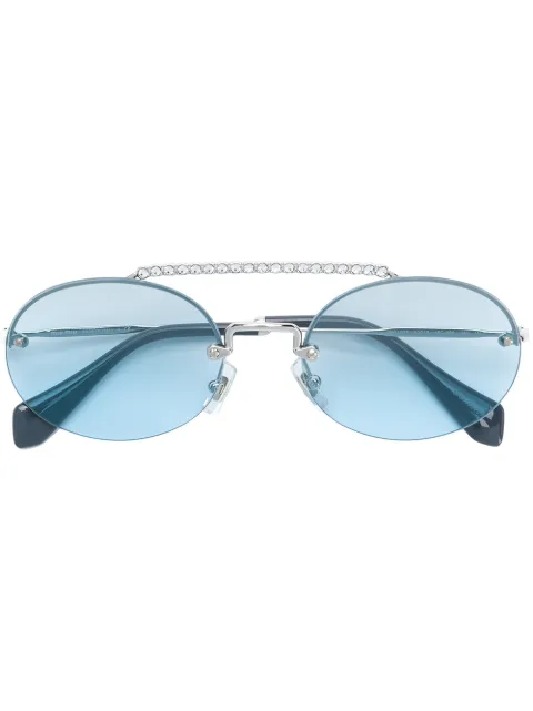 Show Runaway Eyewear Sunglasses Farfetch Miu Round Swarovski VGqSUMzp