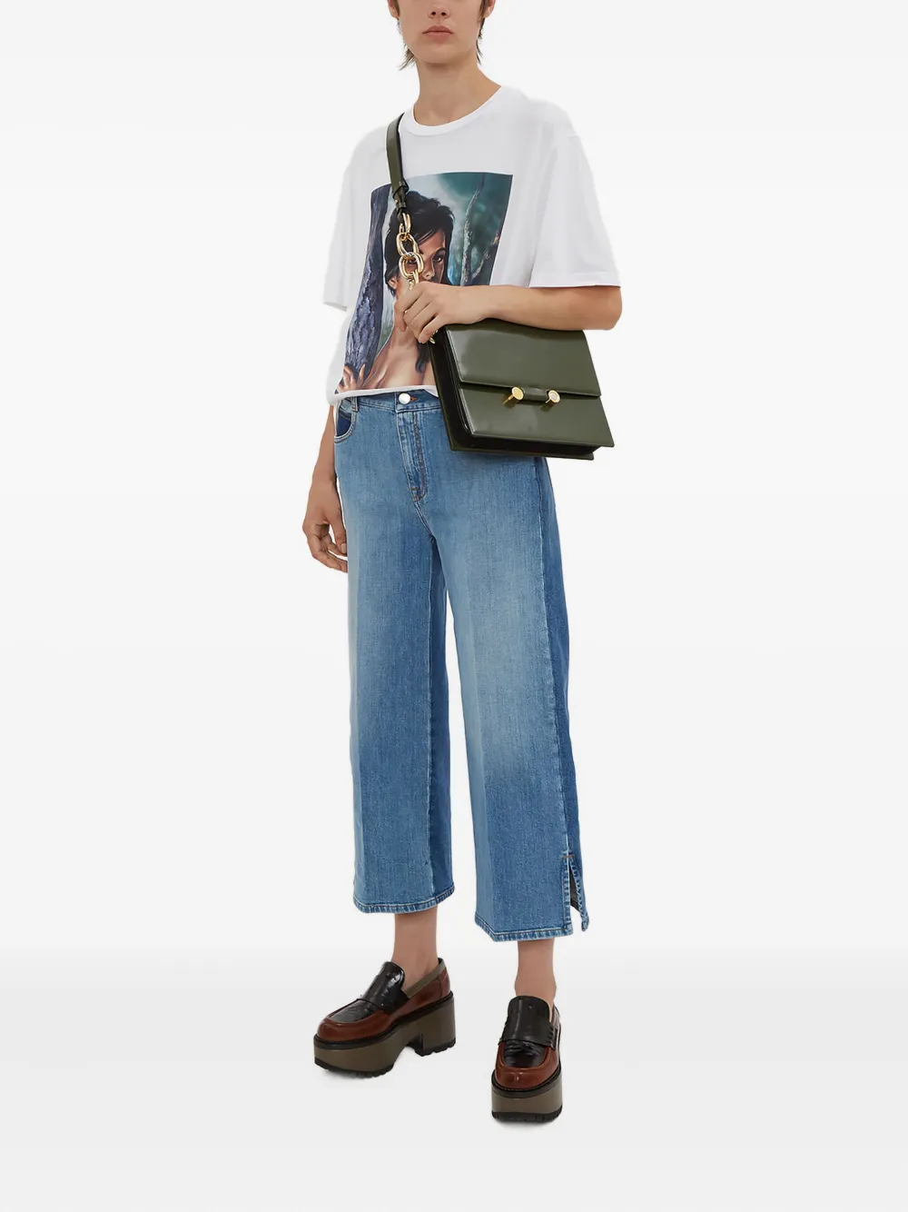 Stella McCartney cropped wide-leg jeans - Blauw