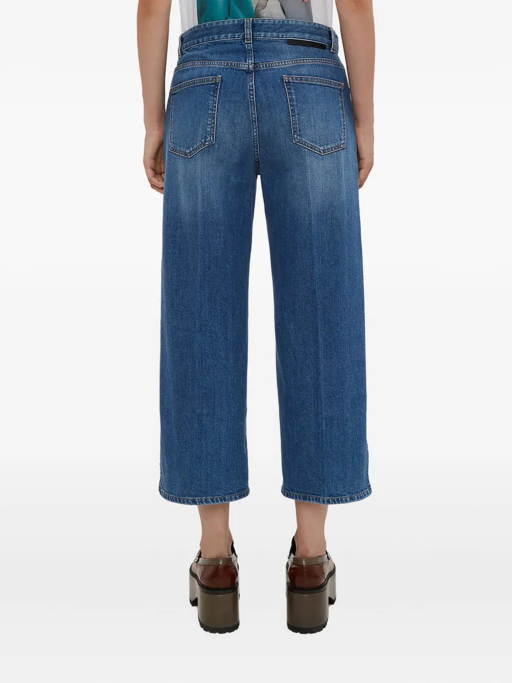 Stella McCartney cropped wide-leg jeans Blauw