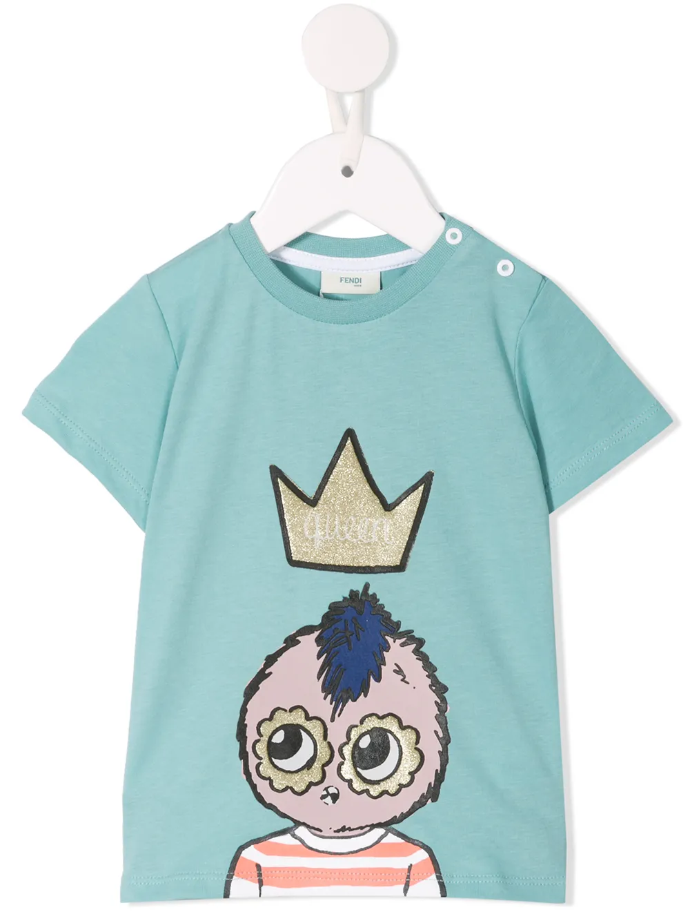Fendi Kids T-shirt met kroonprint Blauw