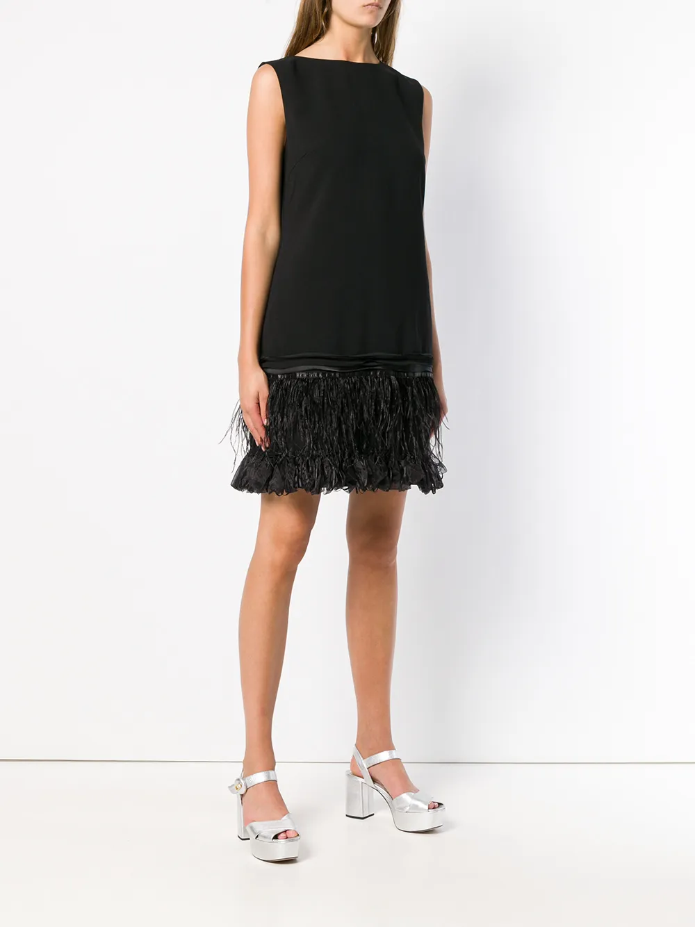 Struzzo Con Di Blugirl Orlo Farfetch Vestito Piume tsCorxQBhd