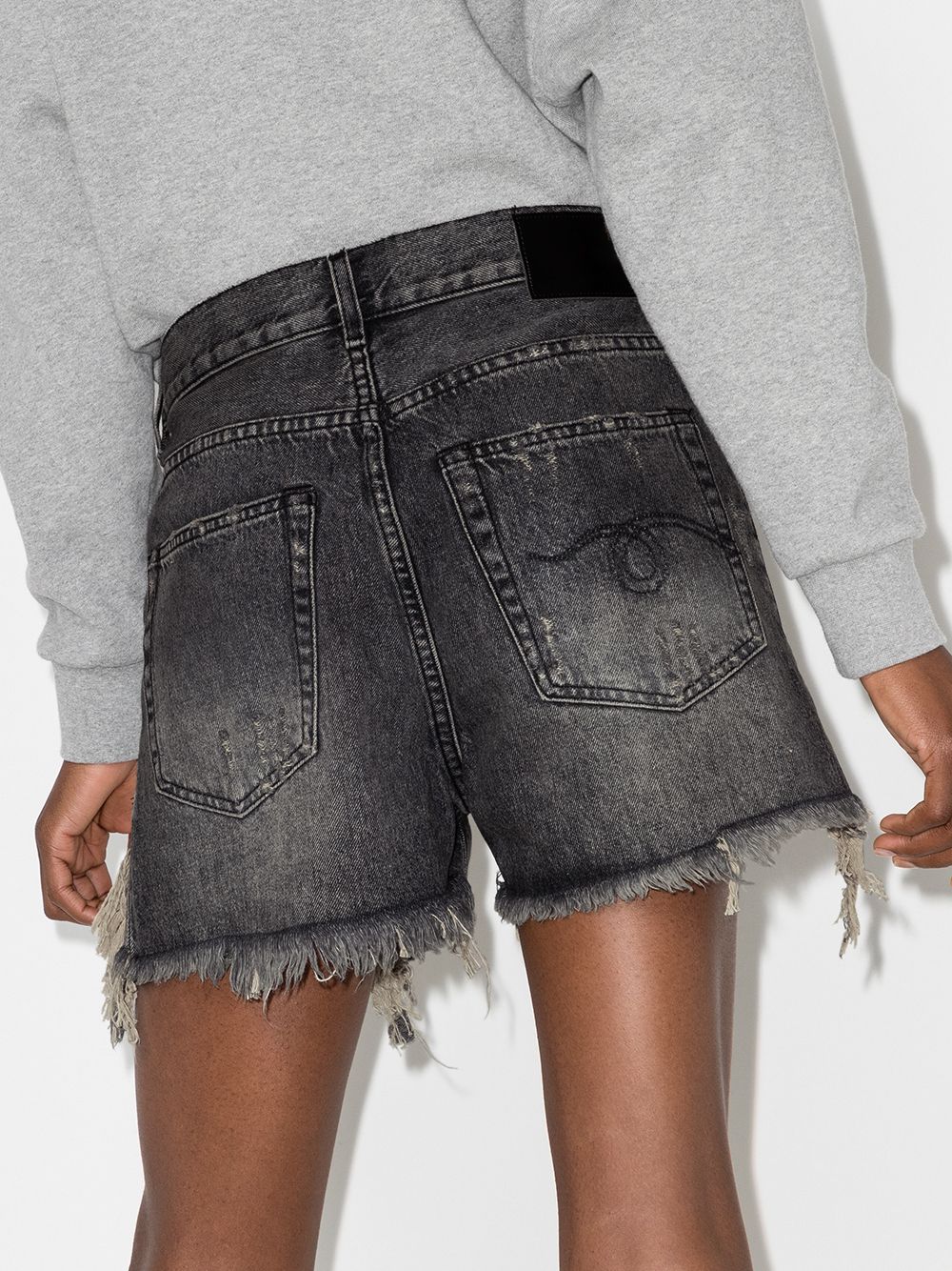 R13 Shredded Slouch Denim Shorts Farfetch