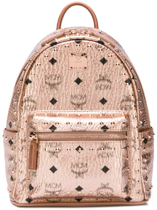 mcm logo print backpack