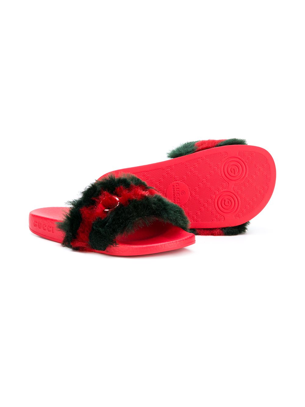 фото Gucci Kids faux fur slides