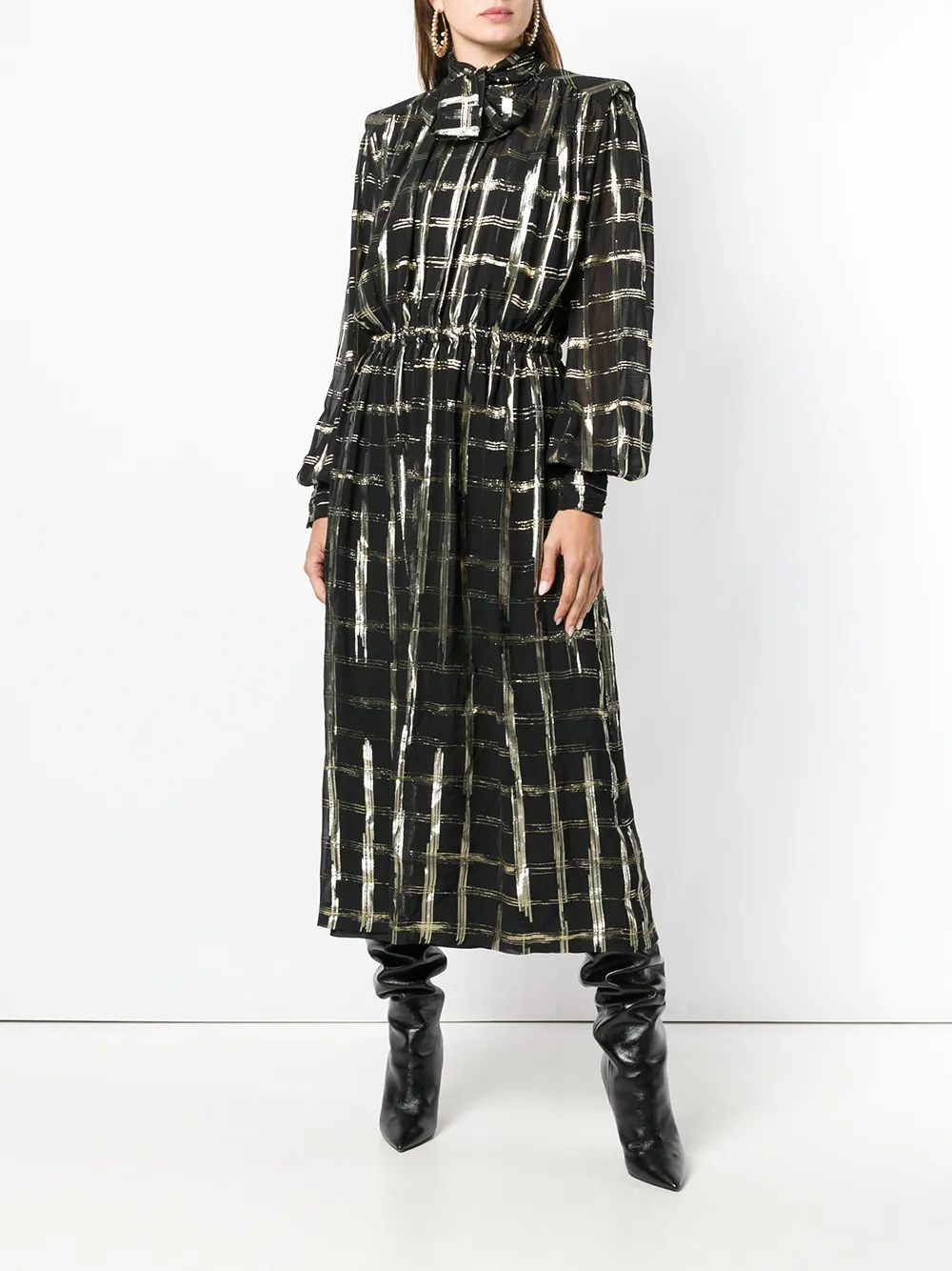 Alberta Ferretti checked bow tie shirt - Zwart